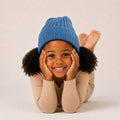 CASHMERE RIBBED HAT WITH FOLDED CUFF- PALACE BLUE