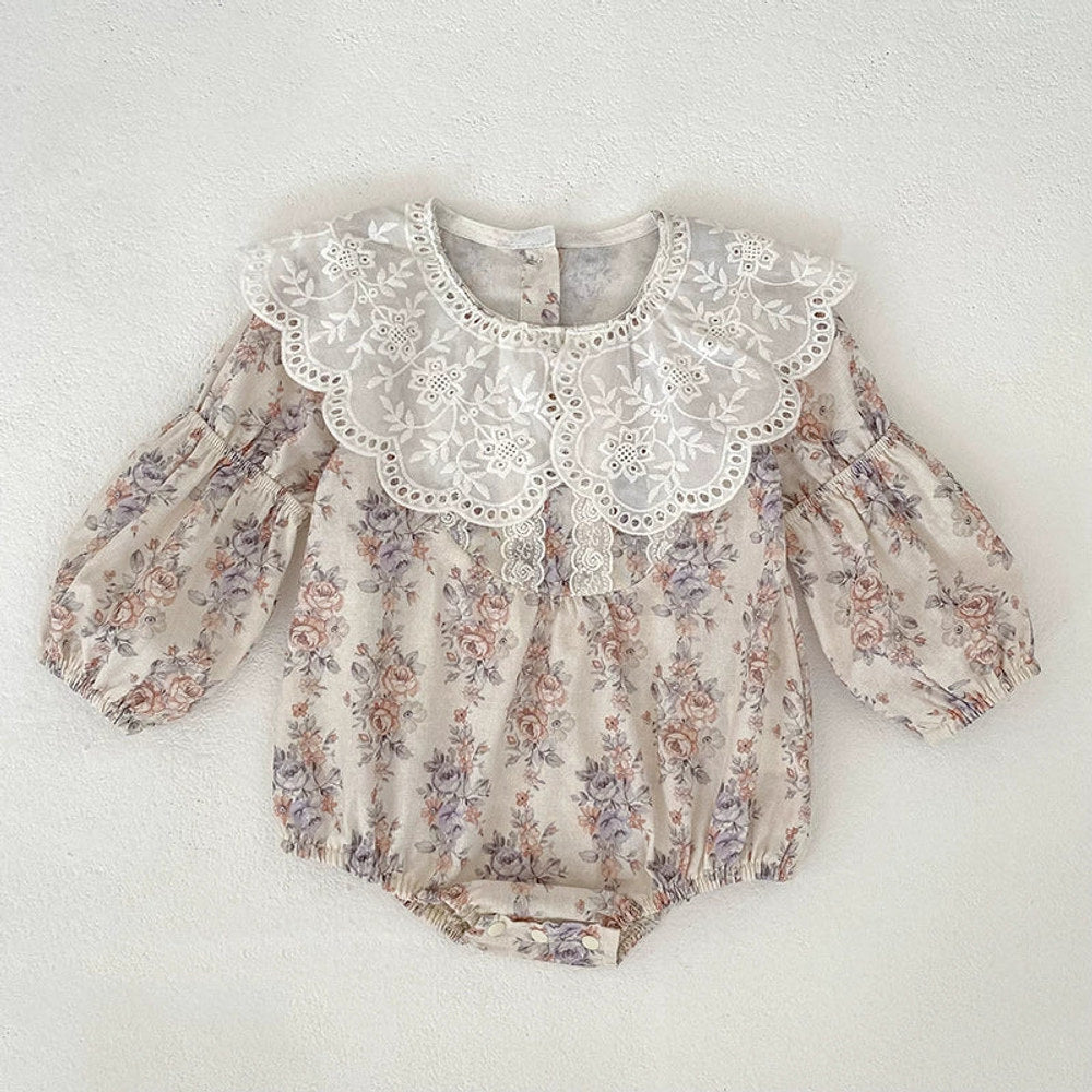 MyKids-USA® Baby Girls Flowers Pattern Long-sleeved bodysuit or Dress – Princess Sister Matching